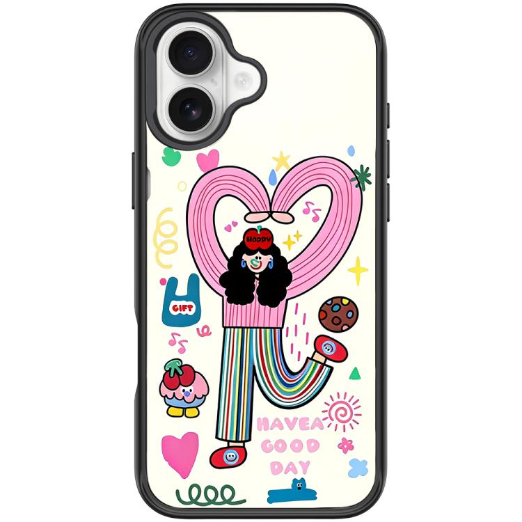 For iPhone 16 Dopamine Girl Pattern Magnetic Phone Case