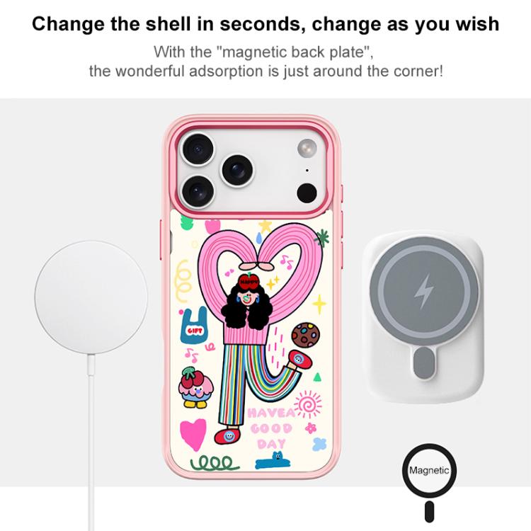For iPhone 16 Pro Max Dopamine Girl Pattern Magnetic Phone Case