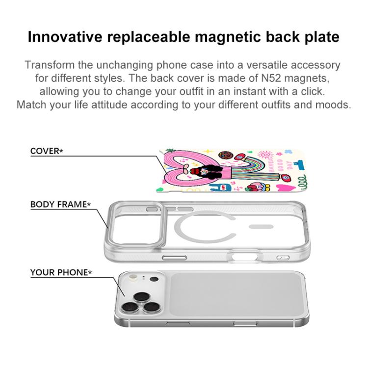 For iPhone 16 Pro Max Dopamine Girl Pattern Magnetic Phone Case