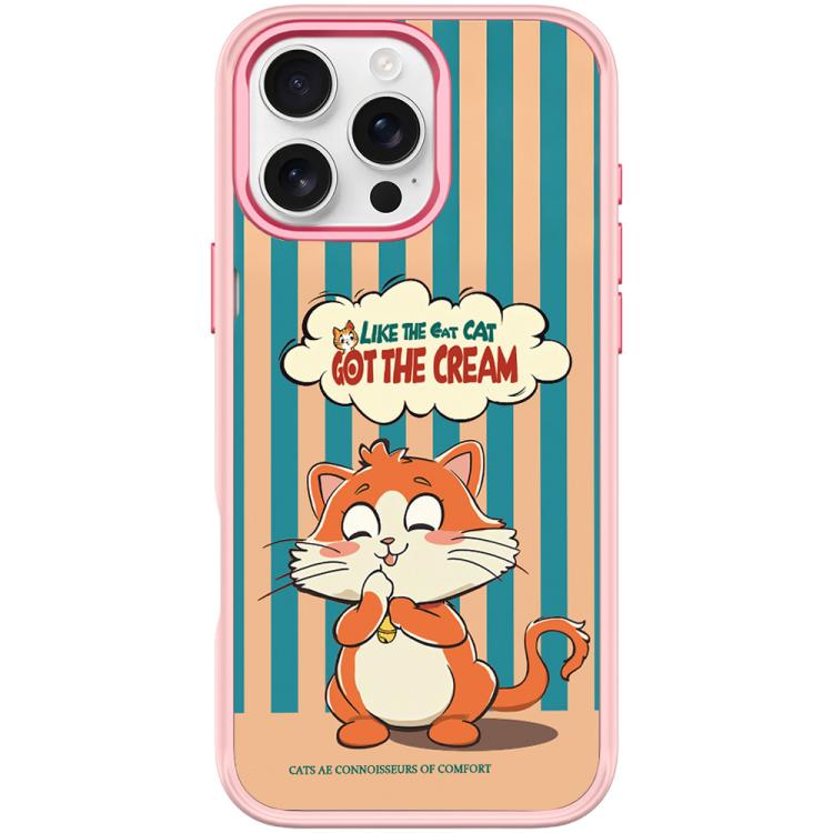 For iPhone 16 Pro Max Adorable Bell Cat Pattern Magnetic Phone Case