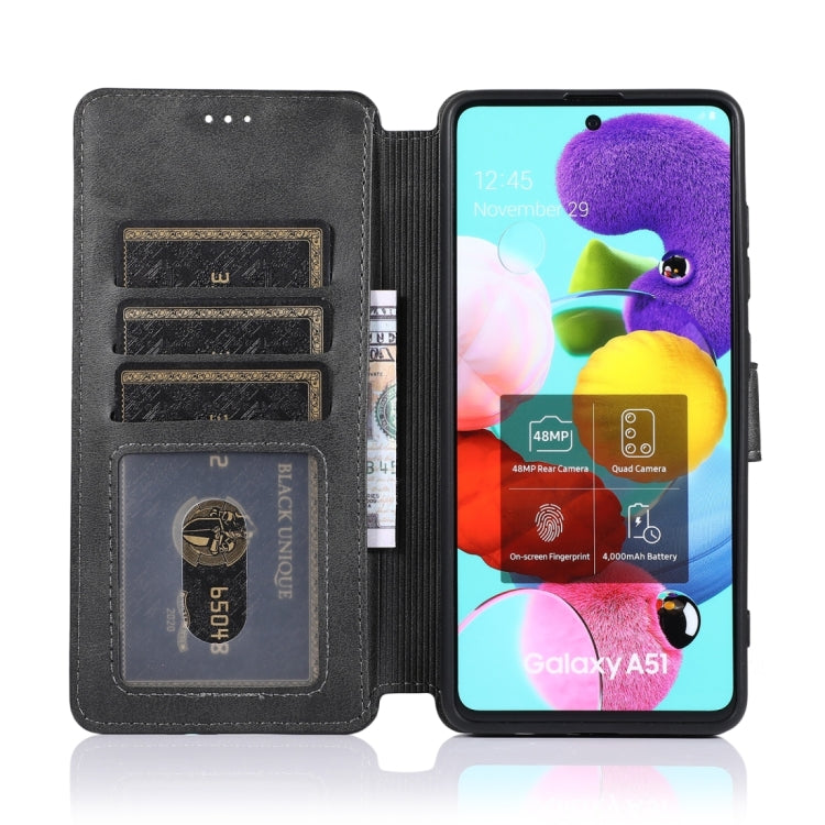 For Samsung Galaxy A71 Calf Texture Magnetic Buckle Horizontal Flip Leather Case with Holder & Card Slots & Wallet & Photo Frame