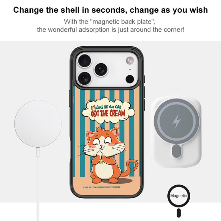 For iPhone 15 Pro Max Adorable Bell Cat Pattern Magnetic Phone Case