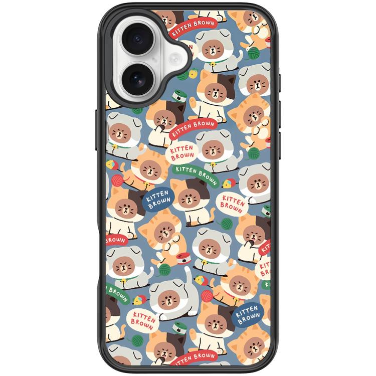 For iPhone 16 Adorable Little Bear Pattern Magnetic Phone Case