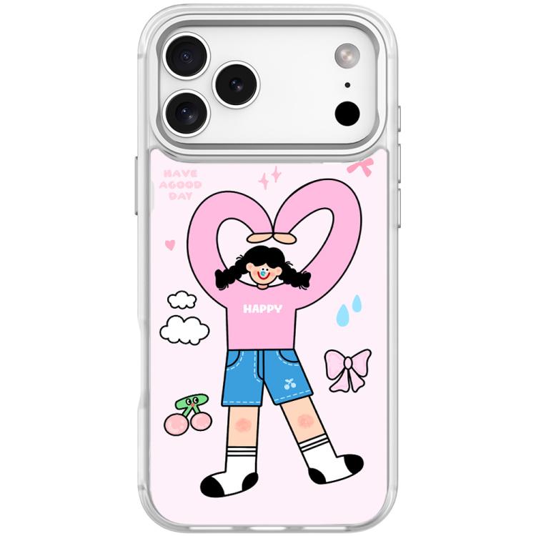 For iPhone 17 Pro Max Adorable Double Ponytail Heart Girl Pattern Magnetic Phone Case