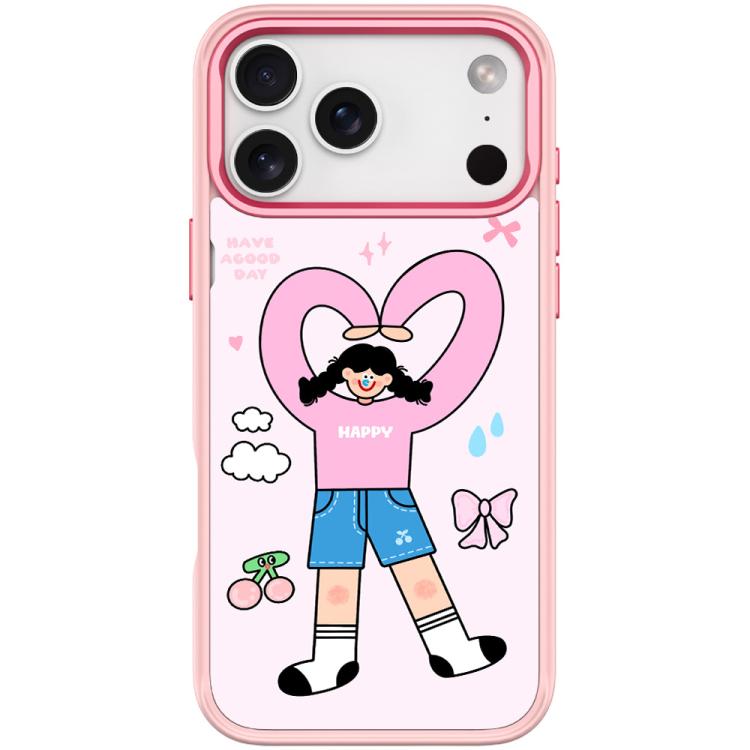 For iPhone 17 Pro Max Adorable Double Ponytail Heart Girl Pattern Magnetic Phone Case