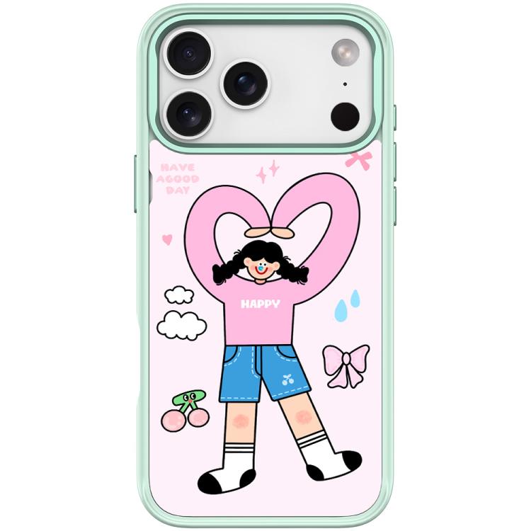 For iPhone 17 Pro Max Adorable Double Ponytail Heart Girl Pattern Magnetic Phone Case