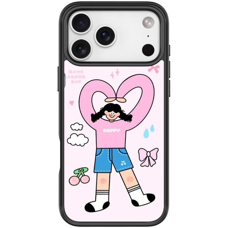For iPhone 17 Pro Adorable Double Ponytail Heart Girl Pattern Magnetic Phone Case
