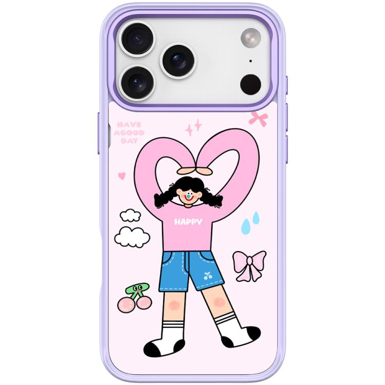 For iPhone 17 Pro Adorable Double Ponytail Heart Girl Pattern Magnetic Phone Case