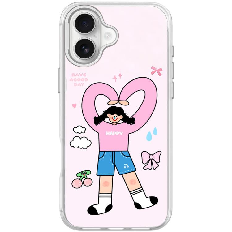 For iPhone 17 Adorable Double Ponytail Heart Girl Pattern Magnetic Phone Case