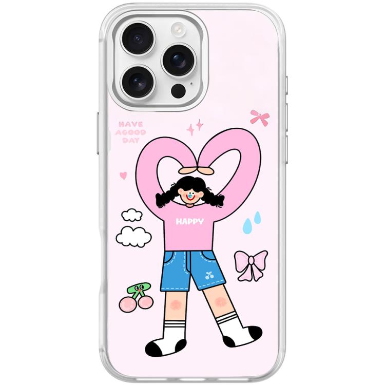 For iPhone 16 Pro Adorable Double Ponytail Heart Girl Pattern Magnetic Phone Case