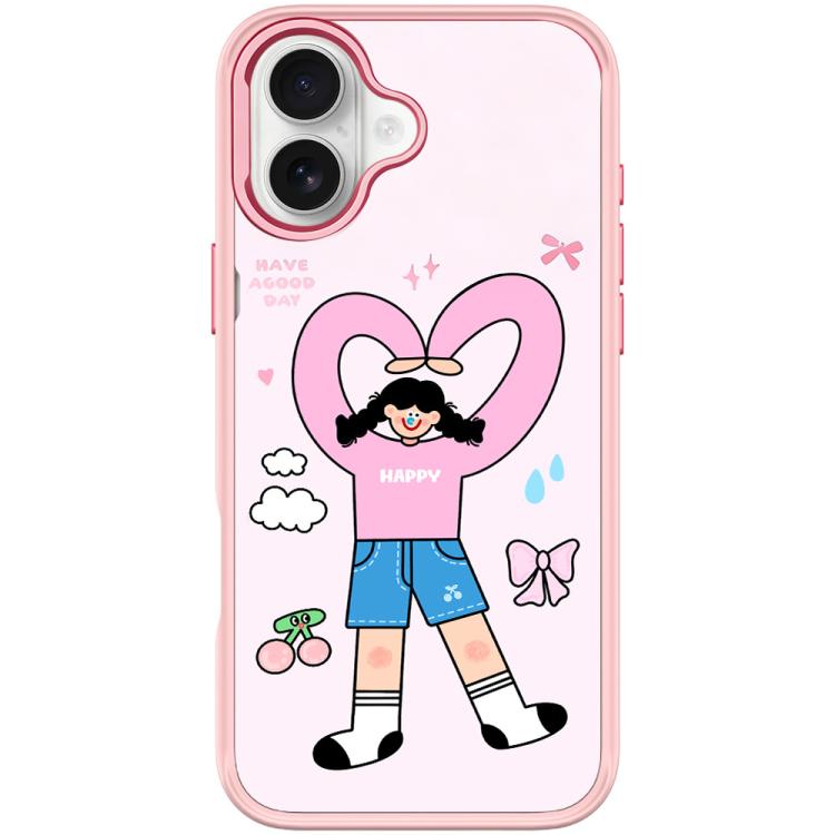 For iPhone 16 Plus Adorable Double Ponytail Heart Girl Pattern Magnetic Phone Case