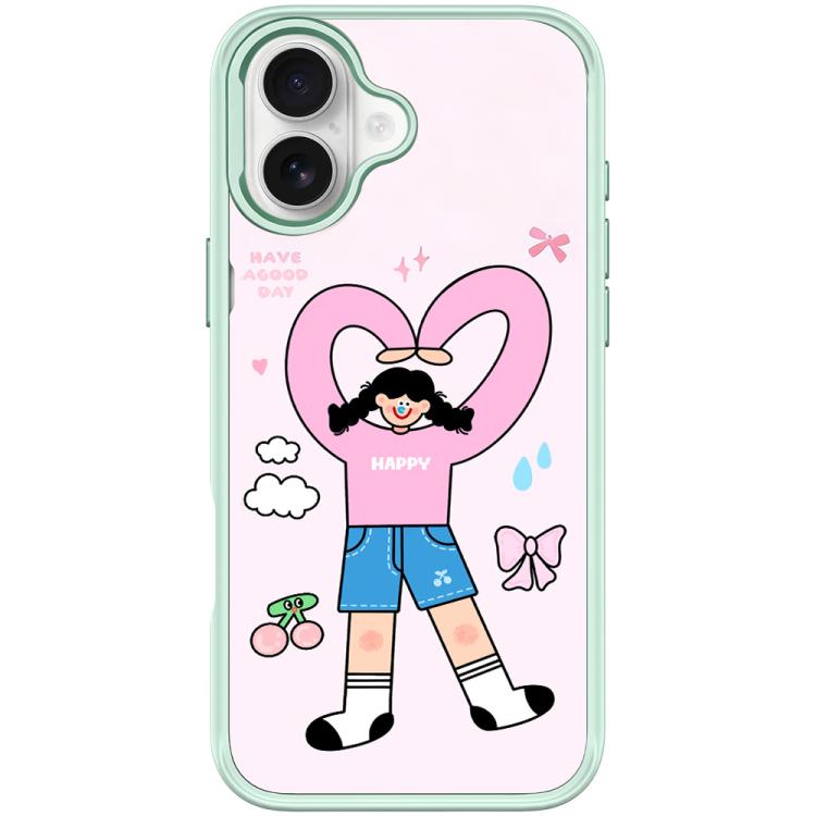 For iPhone 16 Plus Adorable Double Ponytail Heart Girl Pattern Magnetic Phone Case