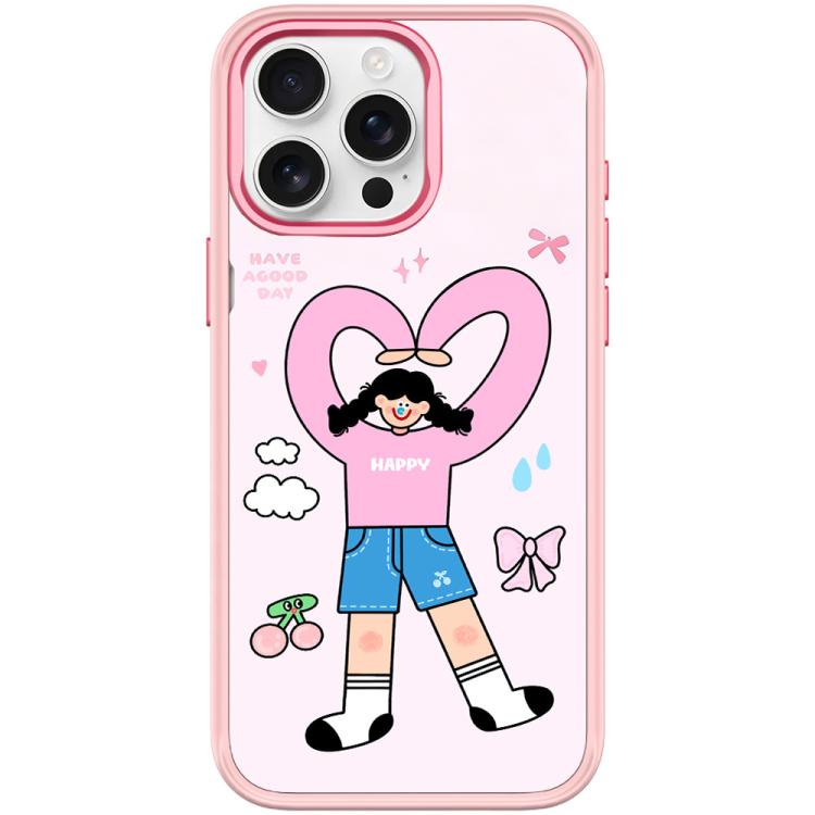 For iPhone 15 Pro Max Adorable Double Ponytail Heart Girl Pattern Magnetic Phone Case