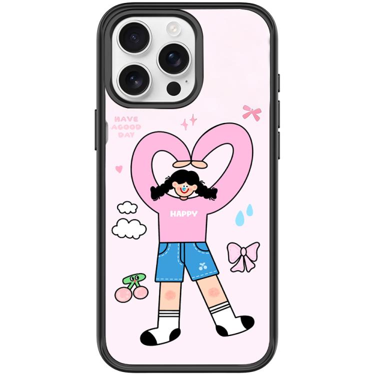 For iPhone 15 Pro Adorable Double Ponytail Heart Girl Pattern Magnetic Phone Case