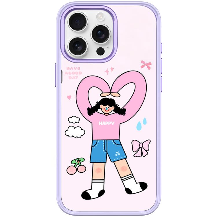 For iPhone 15 Pro Adorable Double Ponytail Heart Girl Pattern Magnetic Phone Case