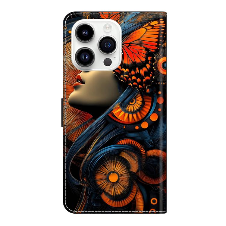 For iPhone 16 Pro Max Crystal-Like Painted Vegan Leather Phone Case