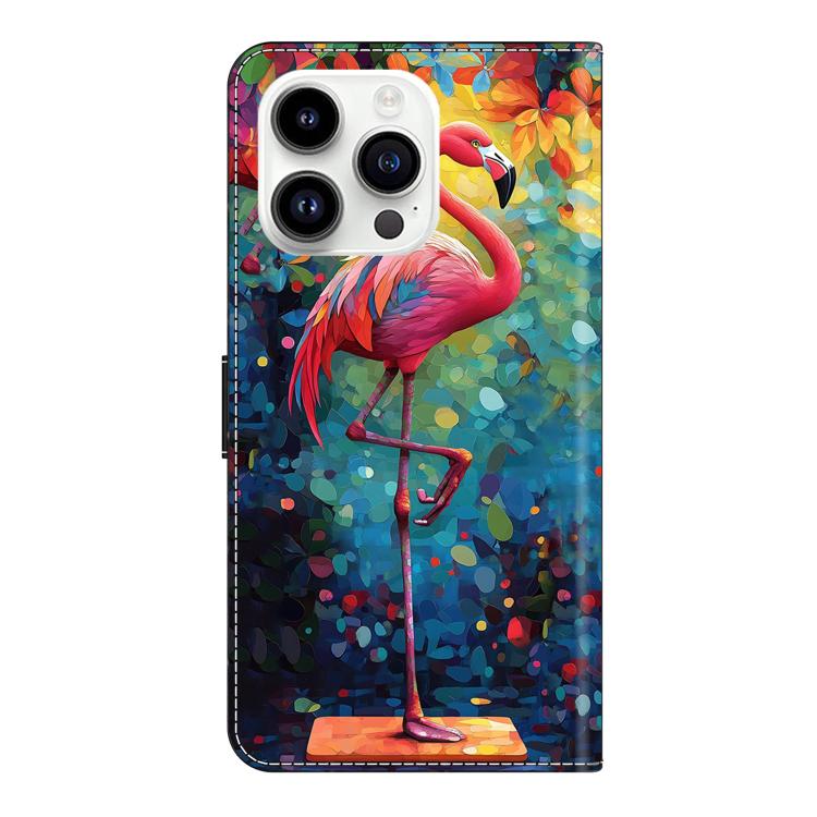 For iPhone 16 Pro Max Crystal-Like Painted Vegan Leather Phone Case