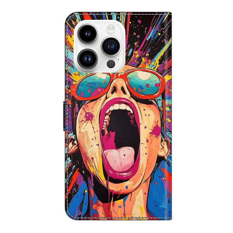 For iPhone 16 Pro Max Crystal-Like Painted Vegan Leather Phone Case