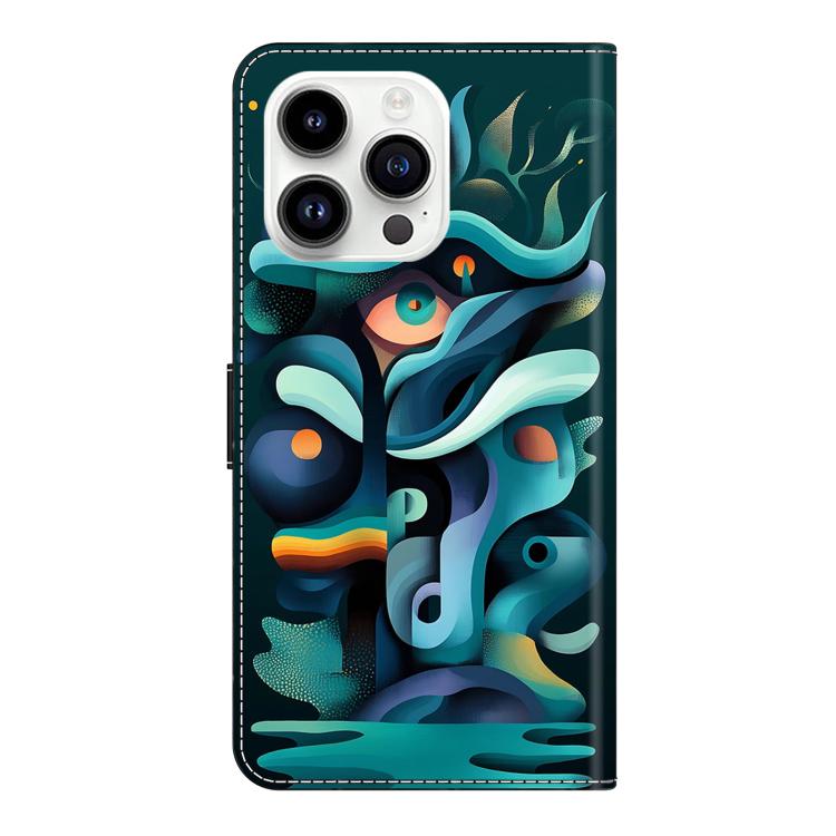 For iPhone 16 Pro Max Crystal-Like Painted Vegan Leather Phone Case