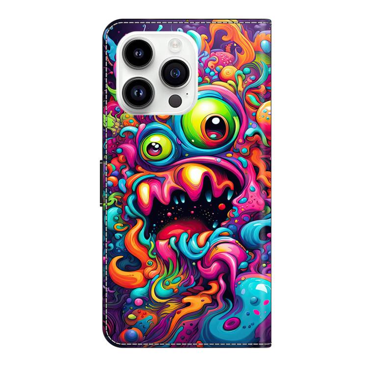 For iPhone 16 Pro Max Crystal-Like Painted Vegan Leather Phone Case