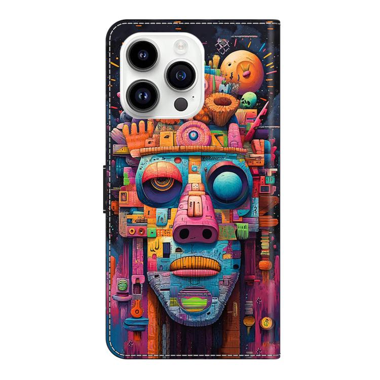 For iPhone 16 Pro Max Crystal-Like Painted Vegan Leather Phone Case