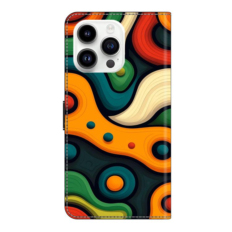 For iPhone 16 Pro Max Crystal-Like Painted Vegan Leather Phone Case