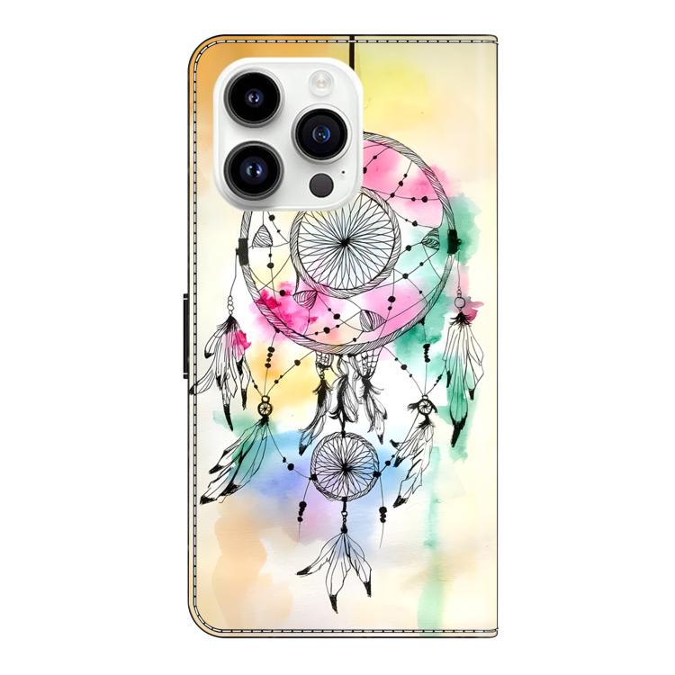 For iPhone 16 Pro Max Crystal-Like Painted Vegan Leather Phone Case
