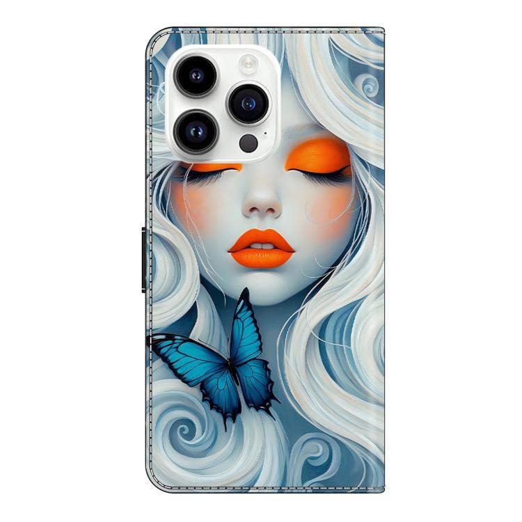 For iPhone 16 Pro Max Crystal-Like Painted Vegan Leather Phone Case