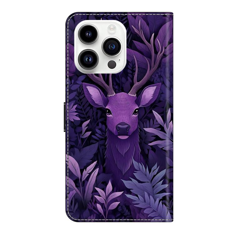 For iPhone 16 Pro Max Crystal-Like Painted Vegan Leather Phone Case