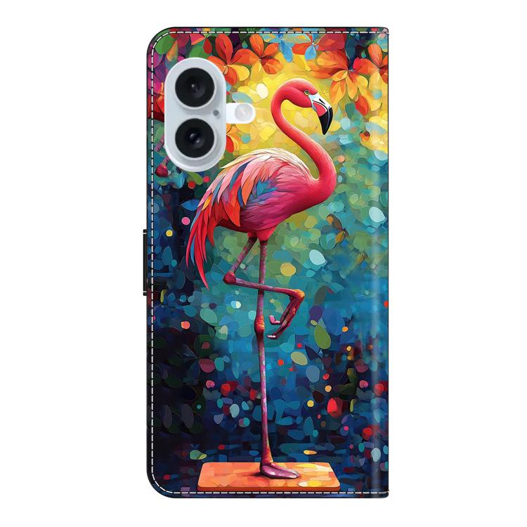 For iPhone 16 Plus Crystal-Like Painted Vegan Leather Phone Case