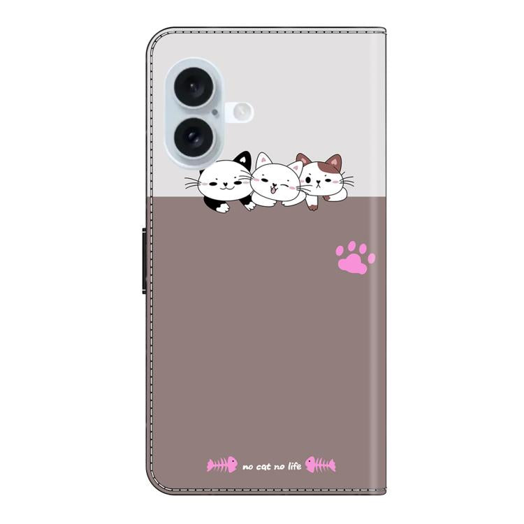 For iPhone 16 Plus Crystal-Like Painted Vegan Leather Phone Case