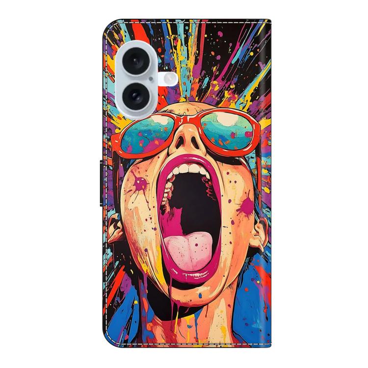 For iPhone 16 Plus Crystal-Like Painted Vegan Leather Phone Case
