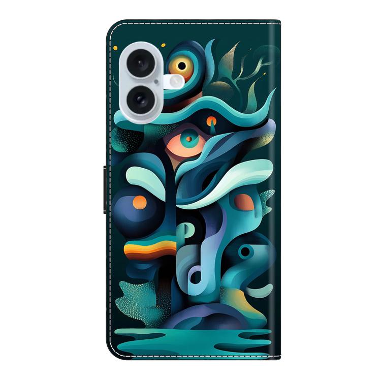 For iPhone 16 Plus Crystal-Like Painted Vegan Leather Phone Case