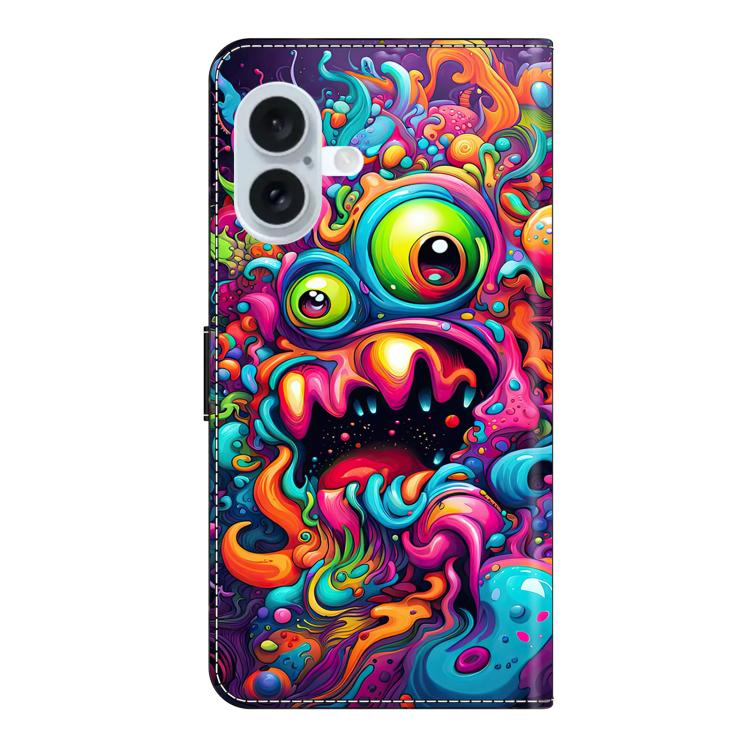 For iPhone 16 Plus Crystal-Like Painted Vegan Leather Phone Case