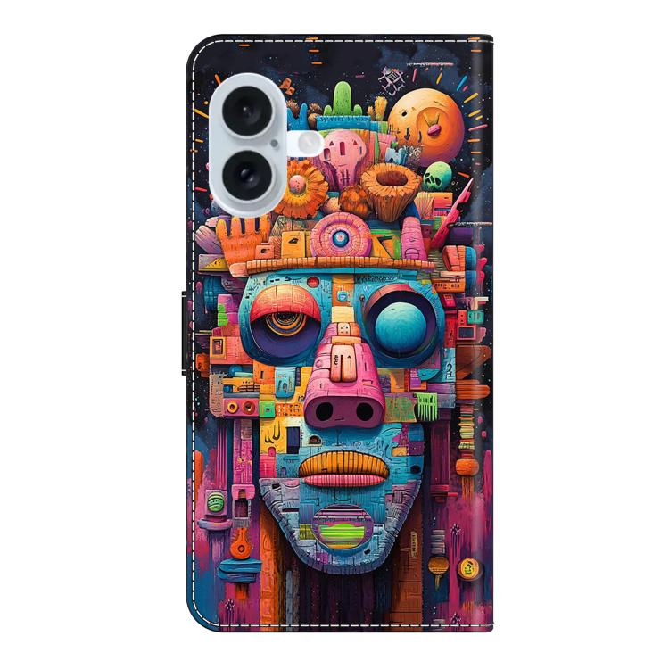 For iPhone 16 Plus Crystal-Like Painted Vegan Leather Phone Case