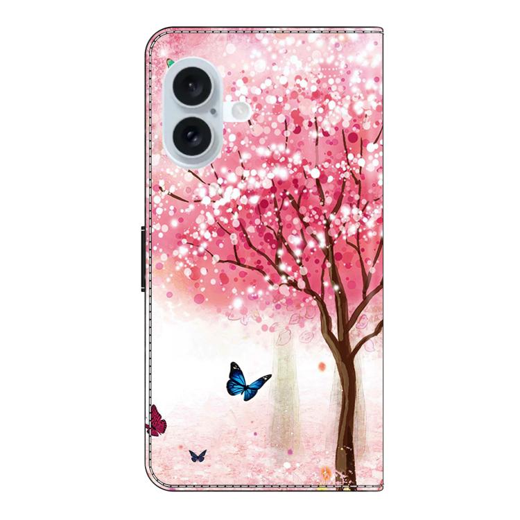 For iPhone 16 Plus Crystal-Like Painted Vegan Leather Phone Case