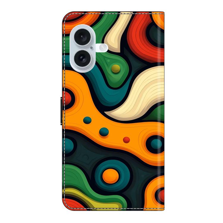 For iPhone 16 Plus Crystal-Like Painted Vegan Leather Phone Case