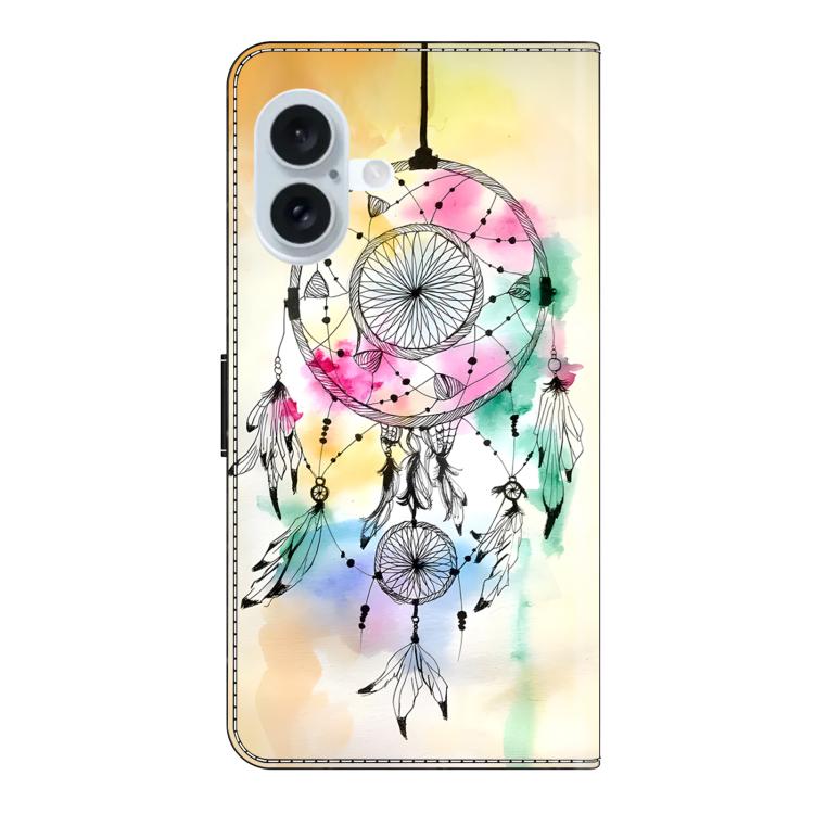 For iPhone 16 Plus Crystal-Like Painted Vegan Leather Phone Case