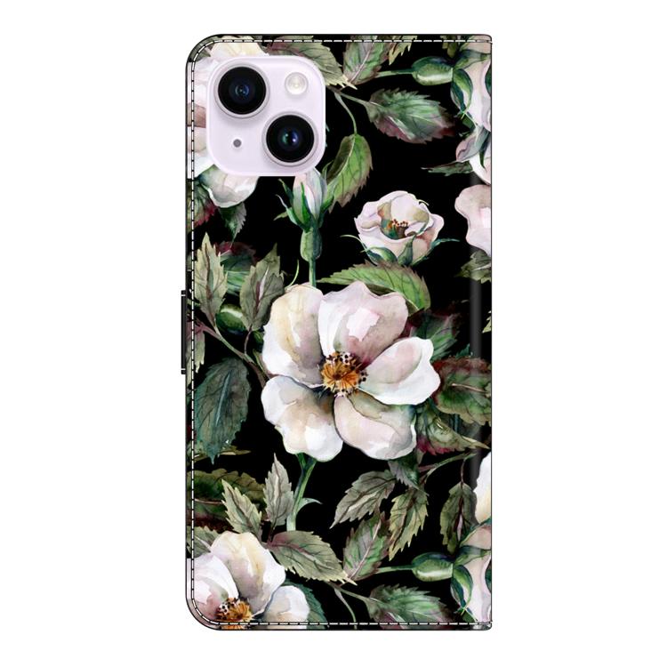 For iPhone 15 Crystal-Like Painted Vegan Leather Phone Case