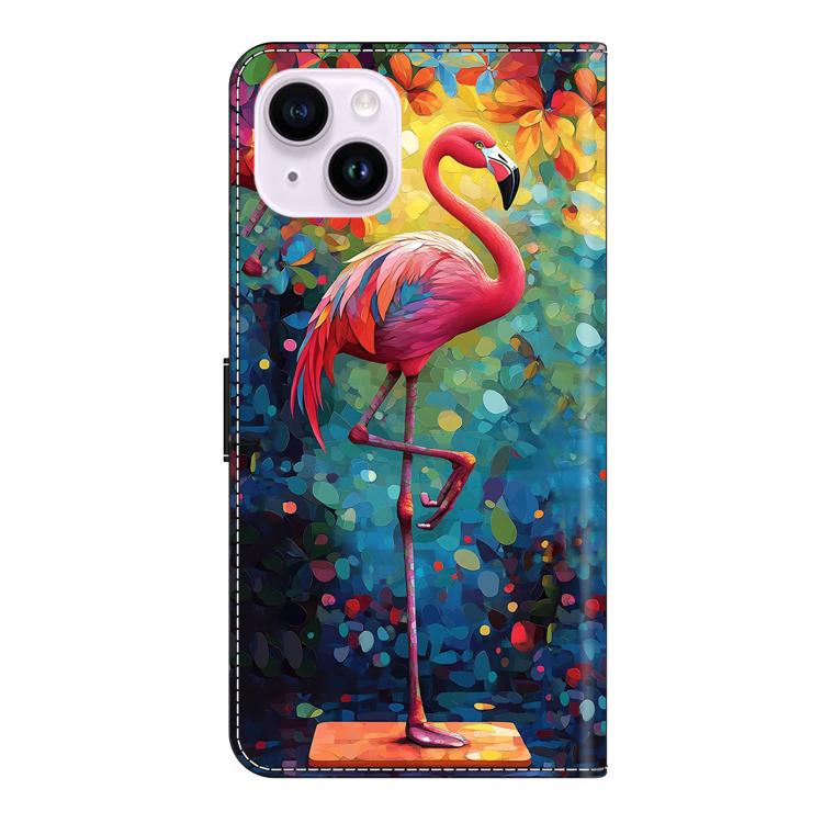 For iPhone 15 Crystal-Like Painted Vegan Leather Phone Case