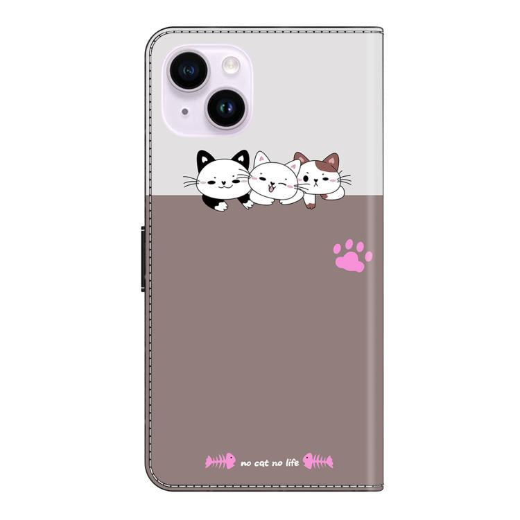 For iPhone 15 Crystal-Like Painted Vegan Leather Phone Case