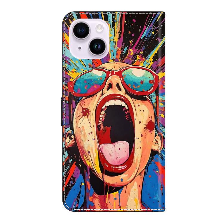 For iPhone 15 Crystal-Like Painted Vegan Leather Phone Case