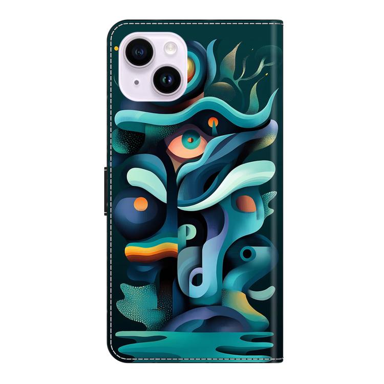 For iPhone 15 Crystal-Like Painted Vegan Leather Phone Case