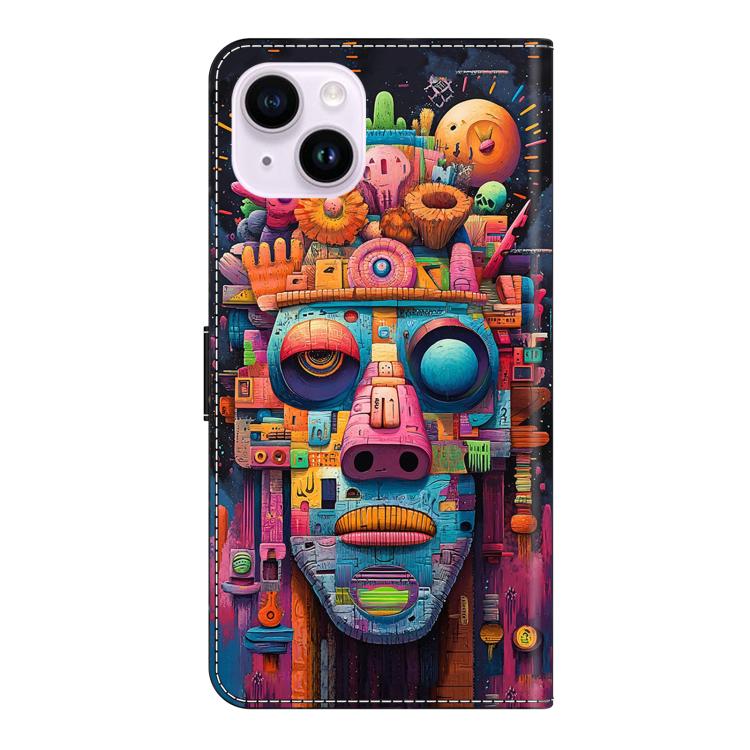 For iPhone 15 Crystal-Like Painted Vegan Leather Phone Case