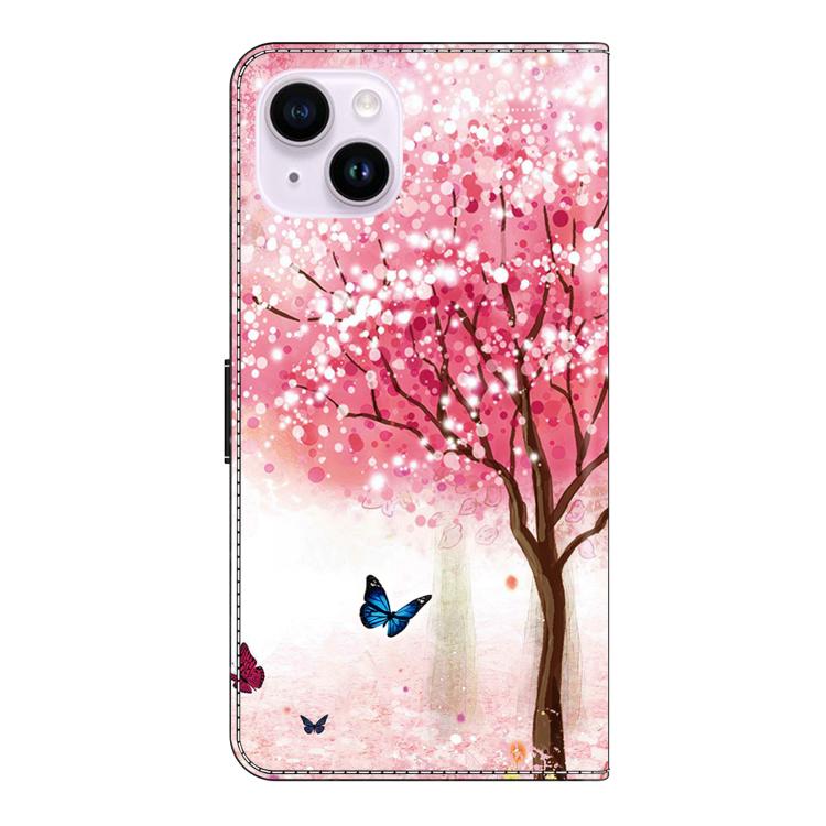 For iPhone 15 Crystal-Like Painted Vegan Leather Phone Case