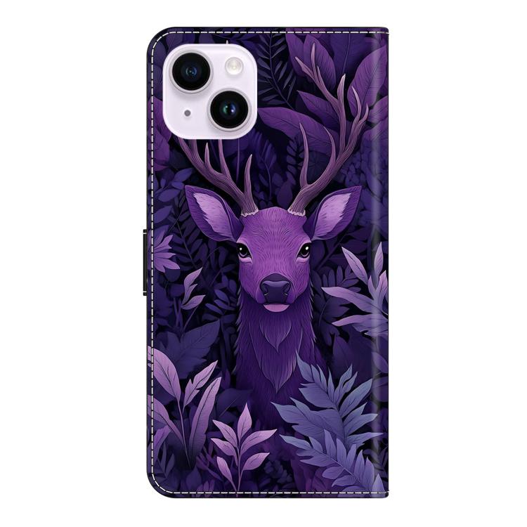 For iPhone 15 Crystal-Like Painted Vegan Leather Phone Case