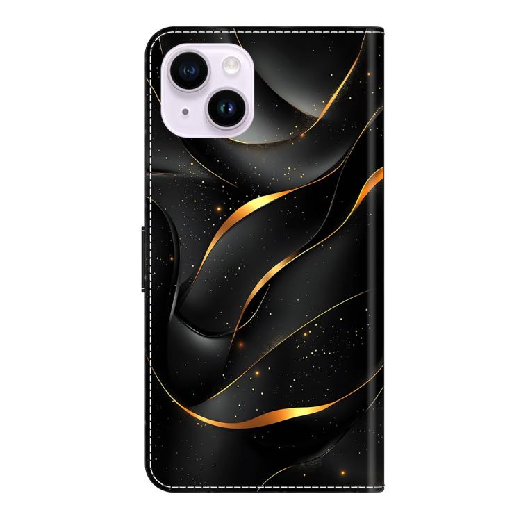 For iPhone 15 Plus Crystal-Like Painted Vegan Leather Phone Case