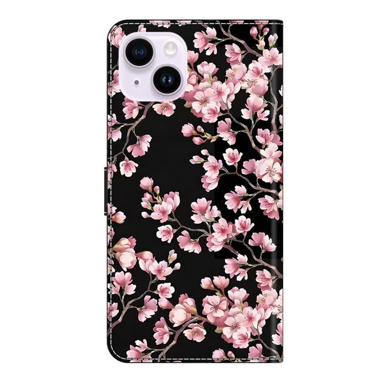 For iPhone 15 Plus Crystal-Like Painted Vegan Leather Phone Case