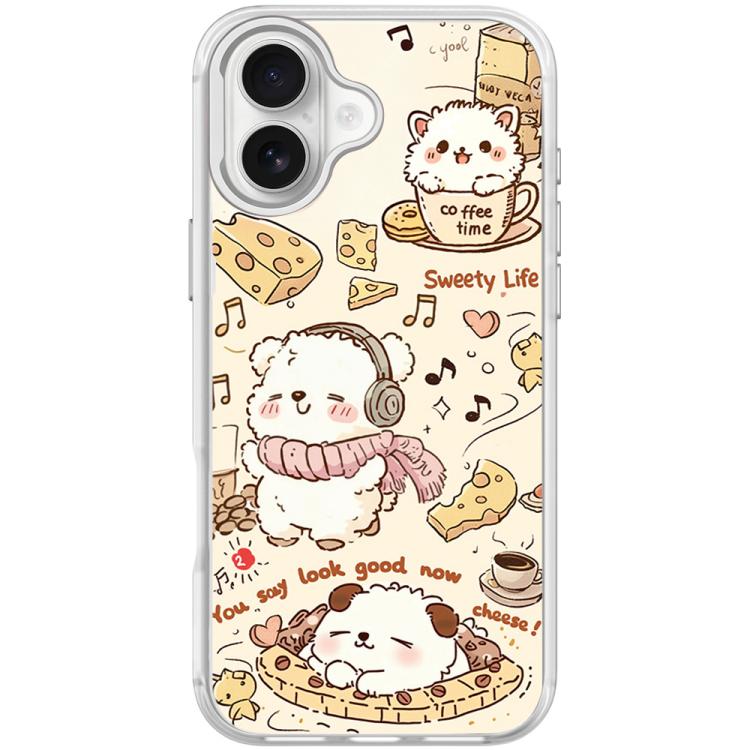 For iPhone 17 Adorable Coffee Cat Pattern Magnetic Phone Case
