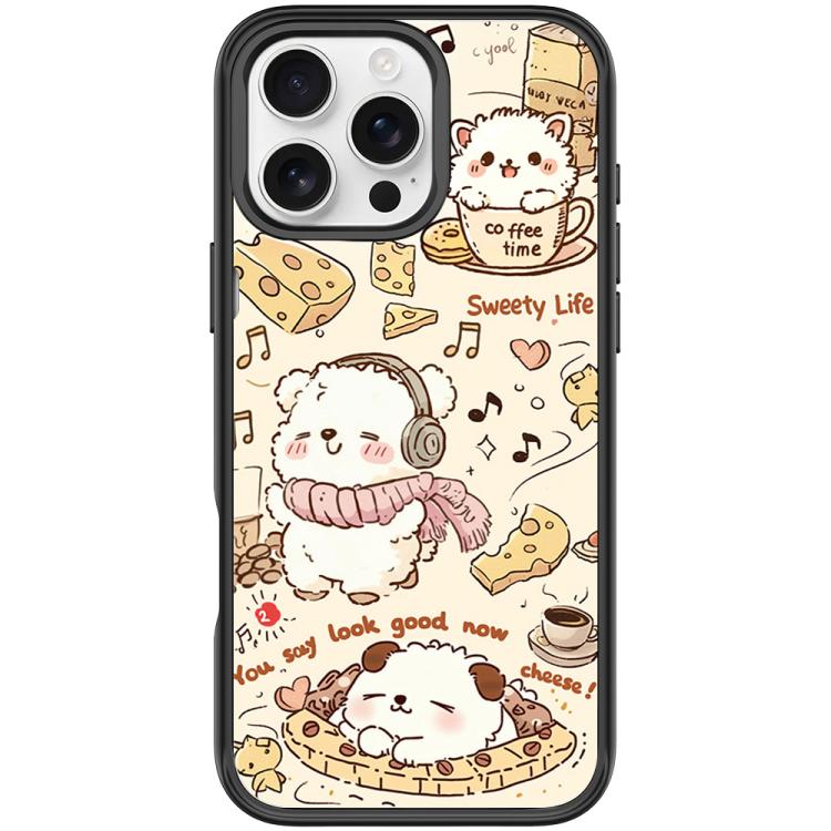 For iPhone 16 Pro Max Adorable Coffee Cat Pattern Magnetic Phone Case